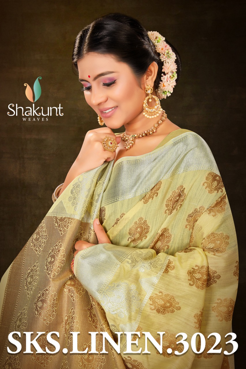 shakunt weaves sks linen 3023 elegant saree catalog