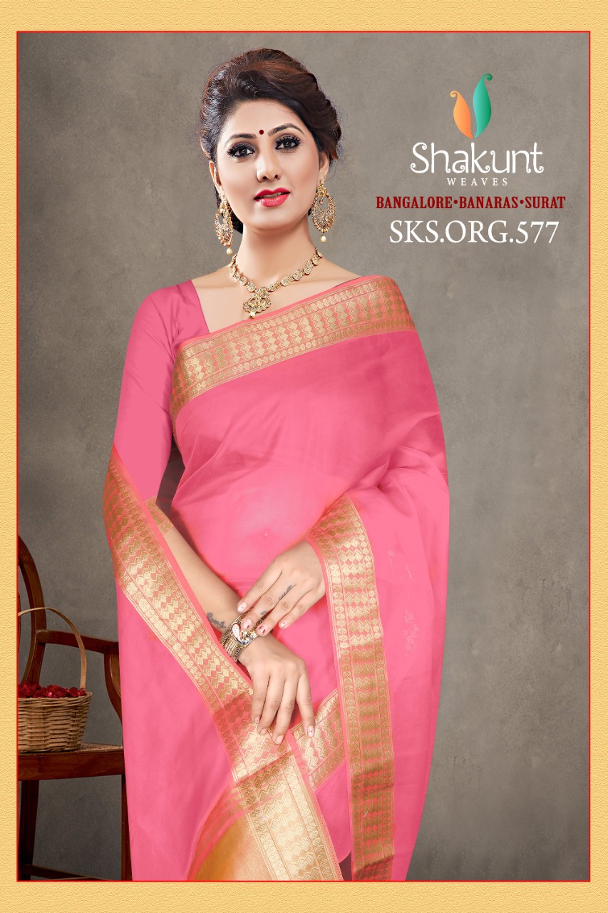 shakunt weaves sks org 577 organza decent look saree catalog