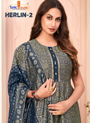 tunic house harlin 2 muslin new and modern style top sharara with dupatta catalog