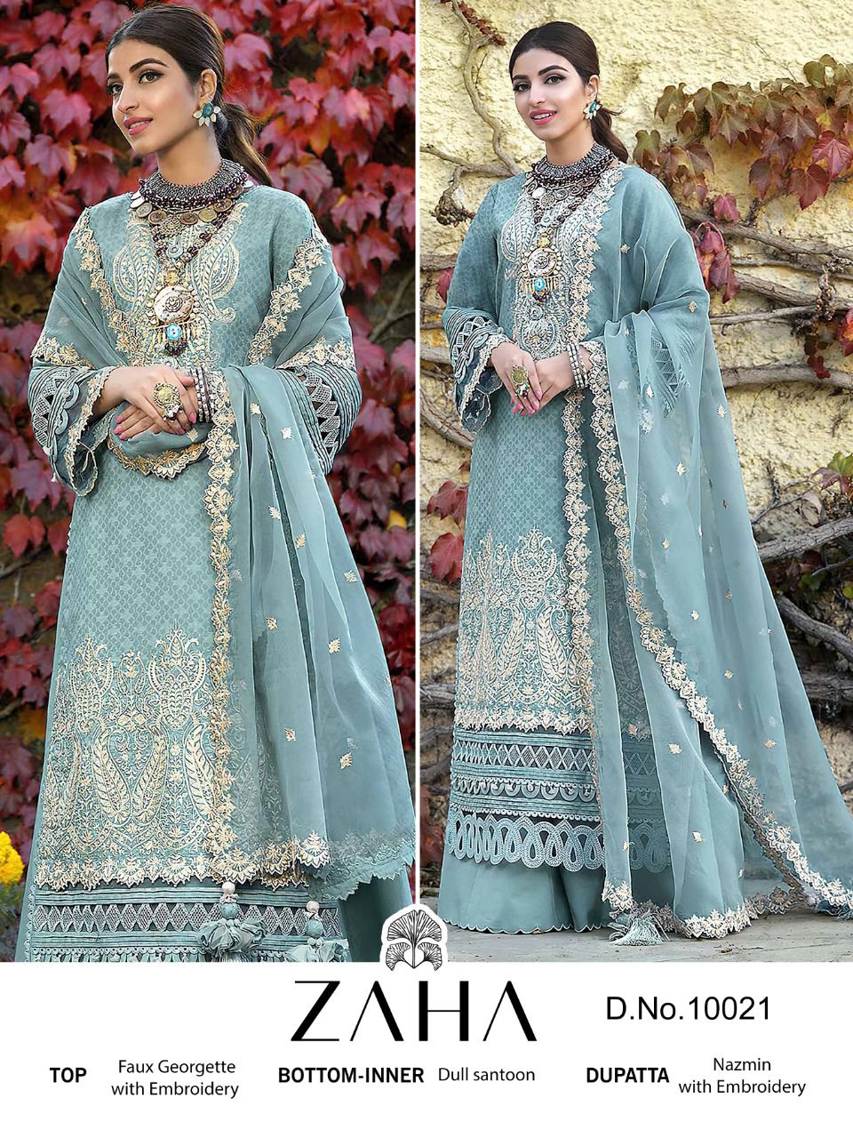 zaha zaha 10021 georgeete catchy look salwar suit single