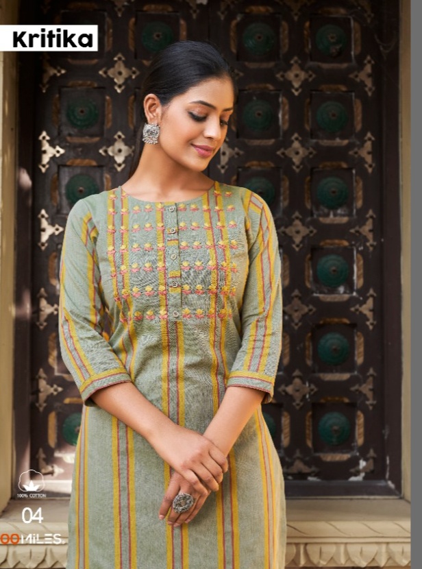 100 miles kritika cotton gorgeous look kurti catalog