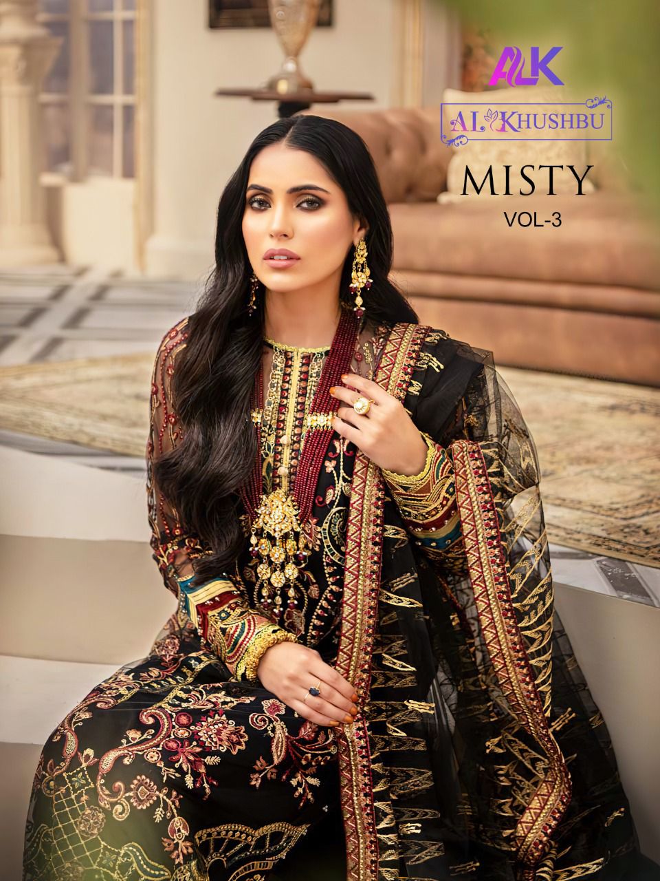 al khushbu misty vol 3 georgette fancy look salwar suit catalog