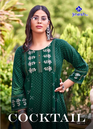 jinesh nx cocktail vol 1 rayon decent look kurti catalog