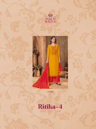 panch ratna ritika 4 parampara silk catchy look salwar suit catalog