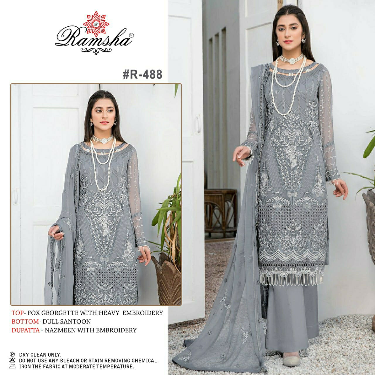 ramsha R 450 and R 488 georgette regal look salwar suit catalog