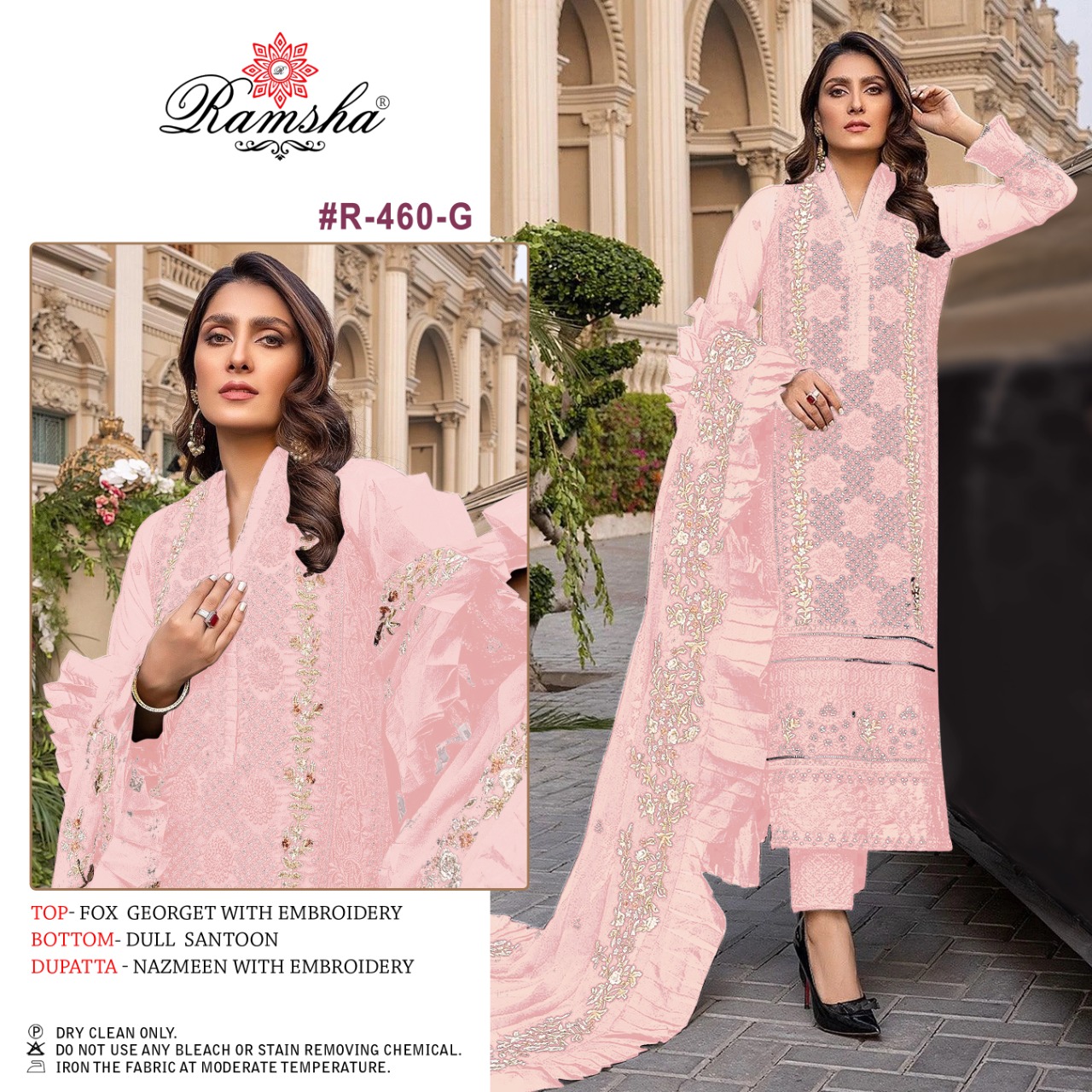 ramsha ramsha r 460 nx georgeet catchy look salwar suit catalog