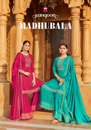 rangoon madhubala rayon classic trendy look top bottom with dupatta catalog