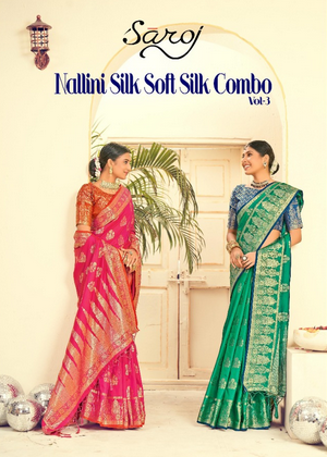 saroj saree Nallini Vol 3 silk innovative look saree catalog