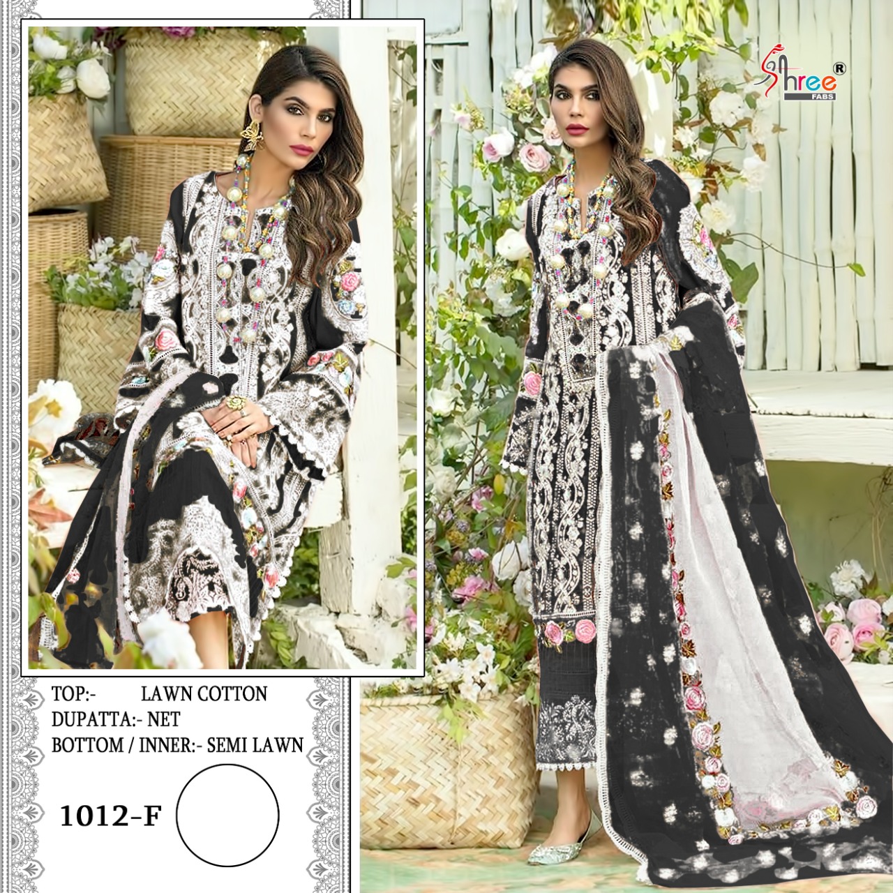 SHREE FABS S 1012 F Salwar Kameez Lawn cotton Singles