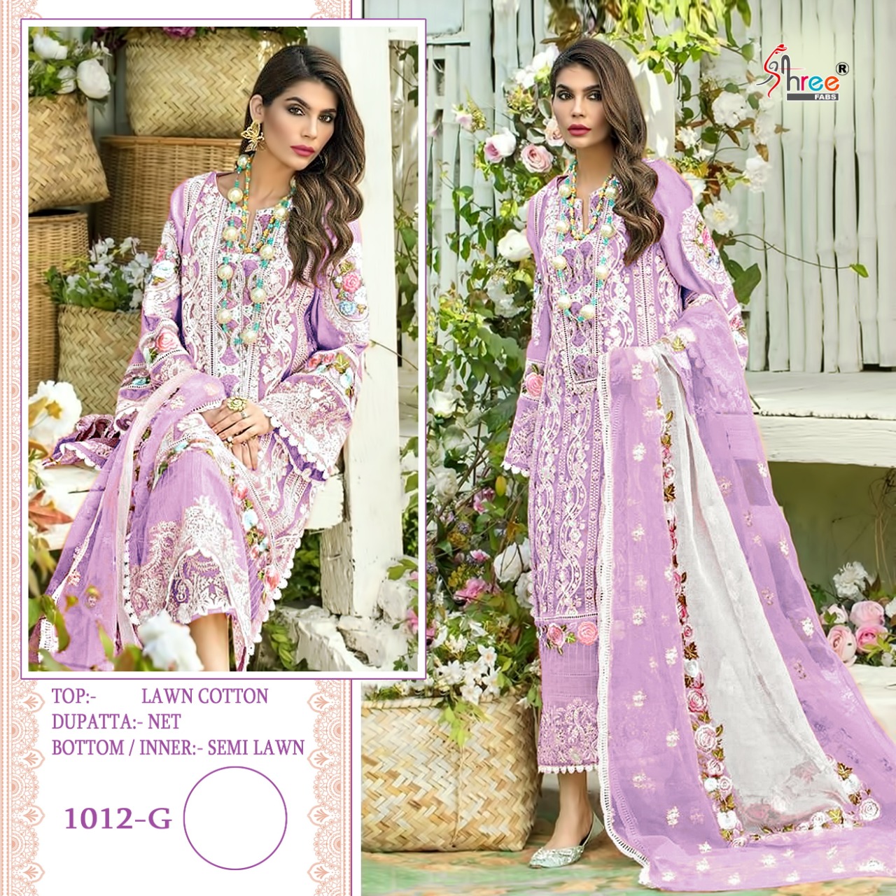 SHREE FABS S 1012 G Salwar Kameez Lawn cotton Singles