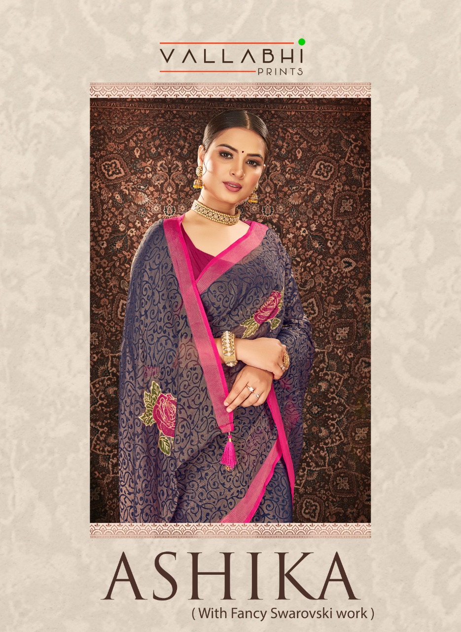 vallabhi print ashika brasso exclusive print saree catalog