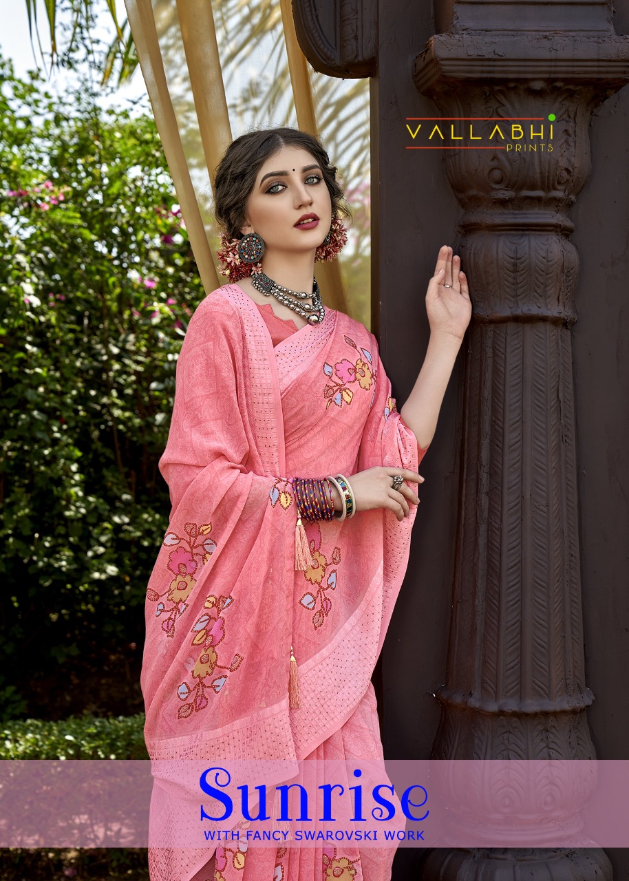 vallabhi print sunrise georgette decent look saree catalog