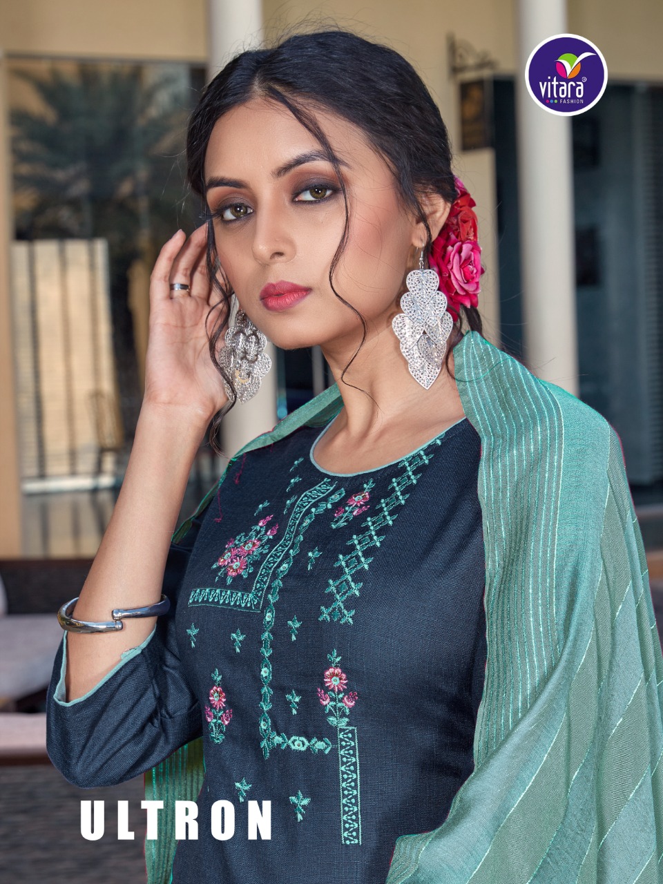 vitara fashion ultron  magic slub innovaive style top bottom with dupatta catalog