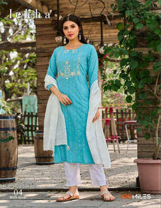 100 miles lekha cotton new and modern style top pent with dupatta catalog