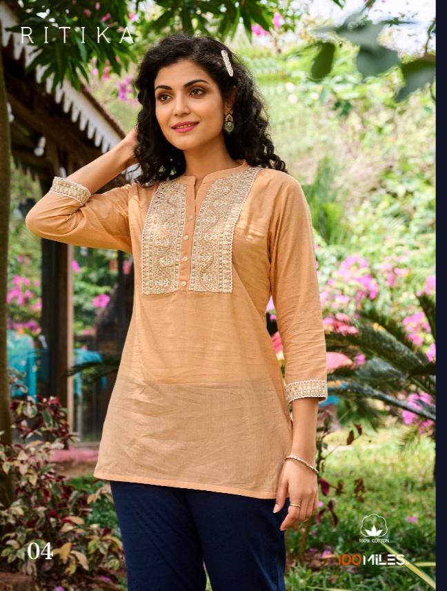 100 miles ritika cotton gorgeous look kurti catalog