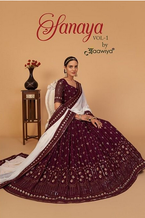 aawiya offical sanaya vol 1 georgette gorgeous look lehenga catalog