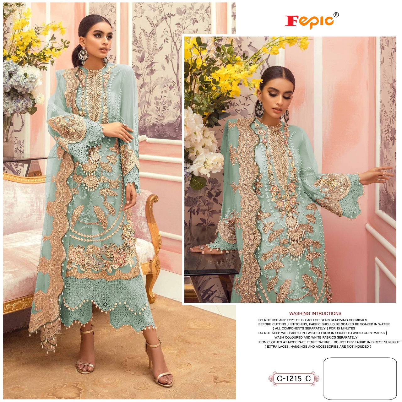 fepic rosemeen  c 1215 georgette regal look salwar suit catalog