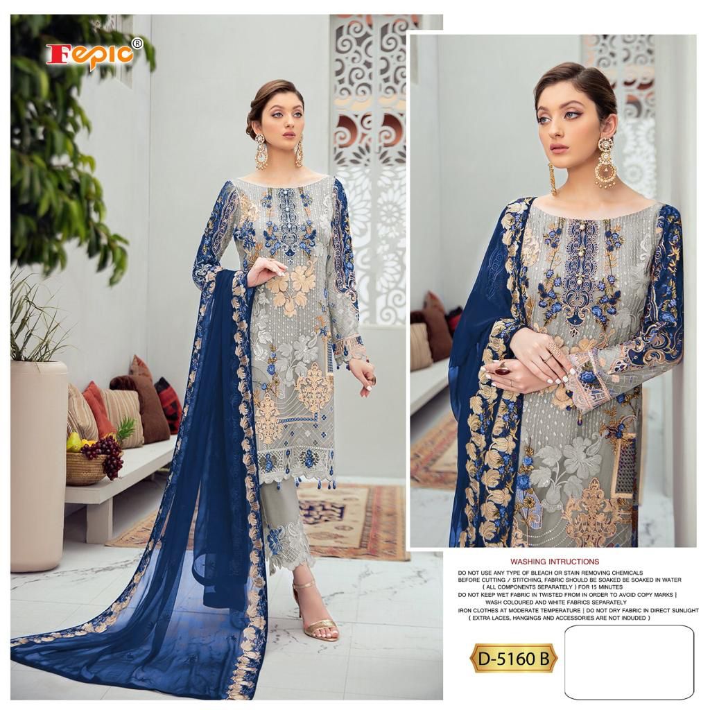 fepic rosemeen d 5160 georgette decent look salwar suit catalog