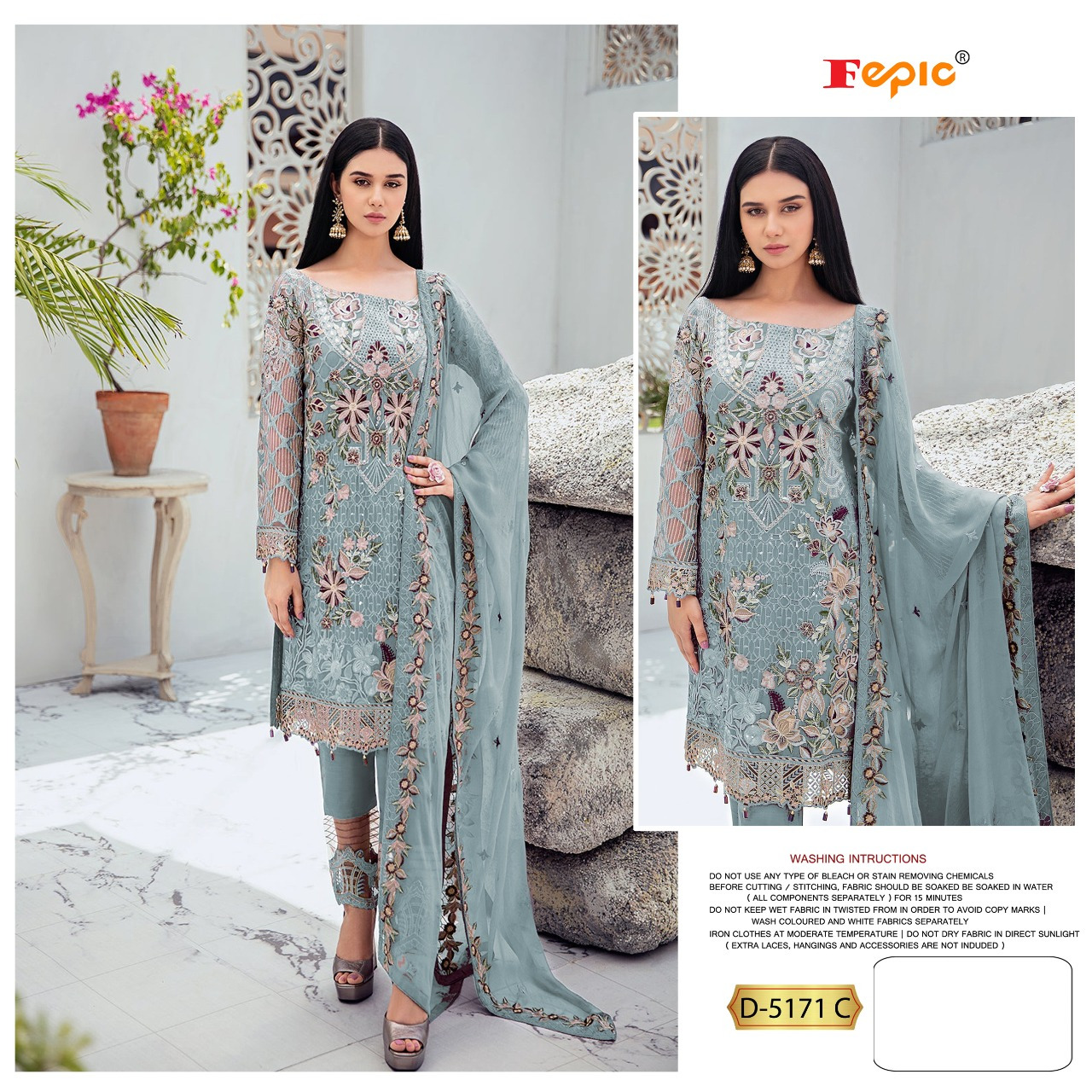 fepic rosemeen d 5171 c and d georgette catchy look salwar suit catalog