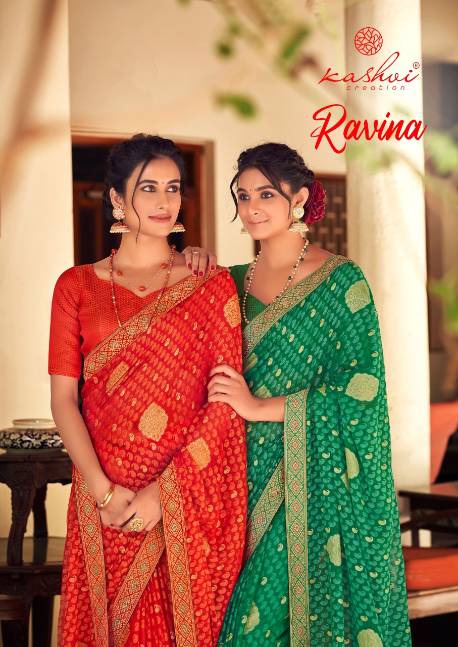 lt kashvi creation ravina chiffon astonishing saree catalog