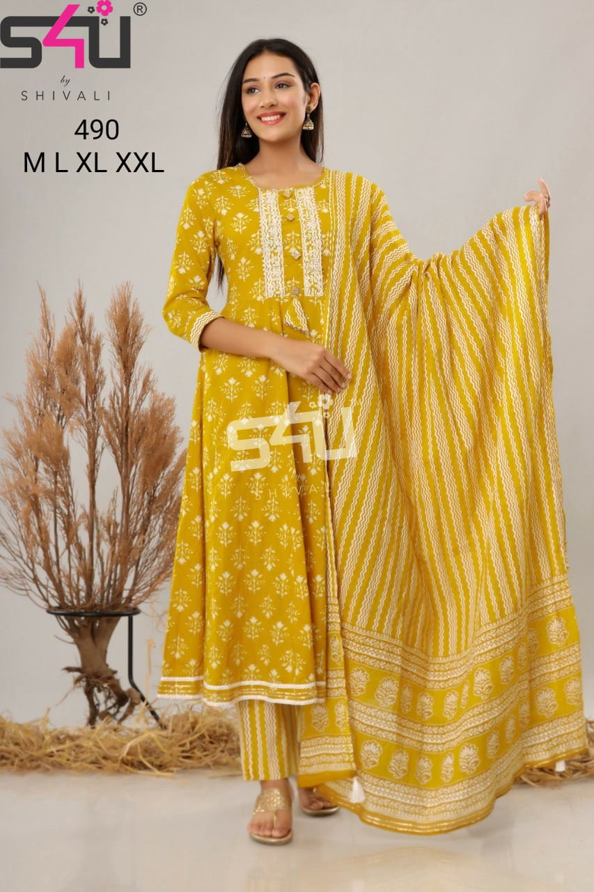 s4u d no 490 fancy new and modern style kurti size set