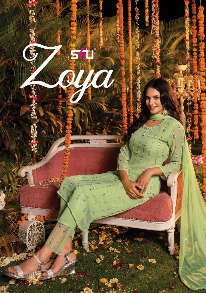 s4u zoya fancy regal look top bottom with dupatta size set