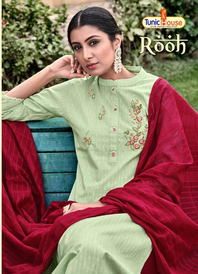 Tunic house rooh cotton graceful look top bottom with dupatta catalog