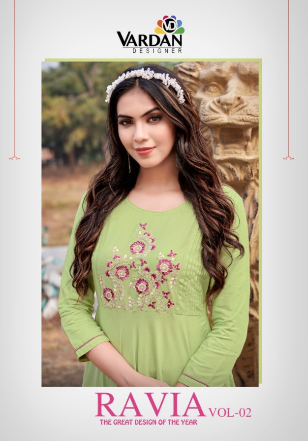 vardan designer ravia vol 2 rayon elegant kurti catalog