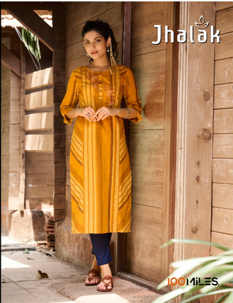 100 Miles jhalak cotton decent embrodairy look kurti catalog