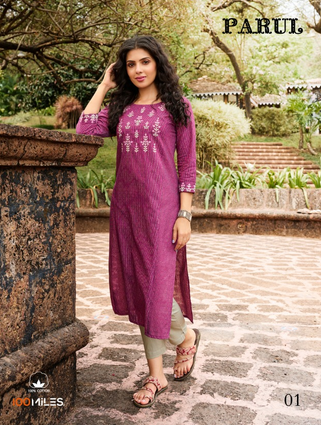 100 miles parul Jaquard Pure Cotton greaceful look kurti catalog