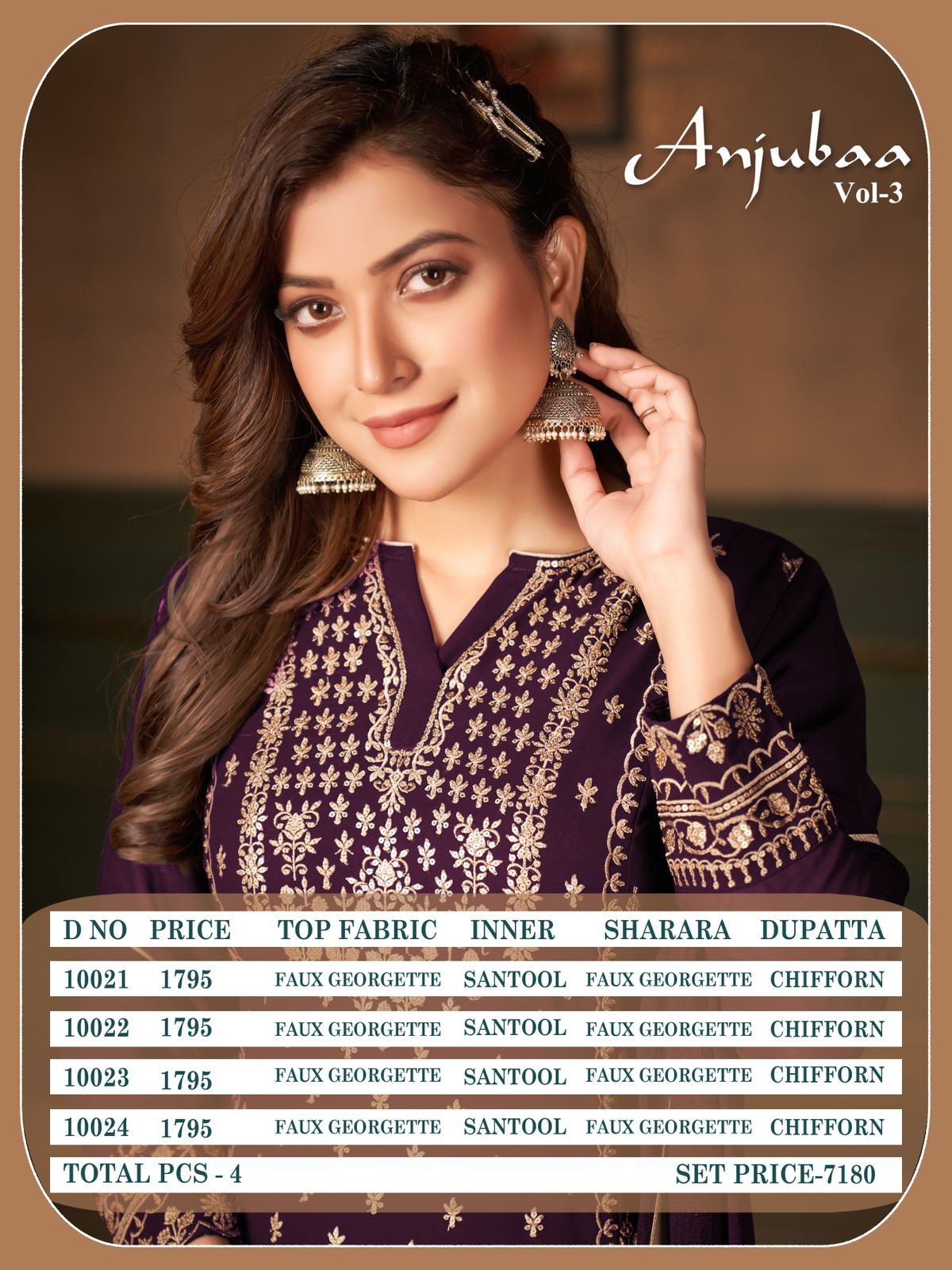 dani anjubaa vol 3 georgette new and modern style salwar suit catalog