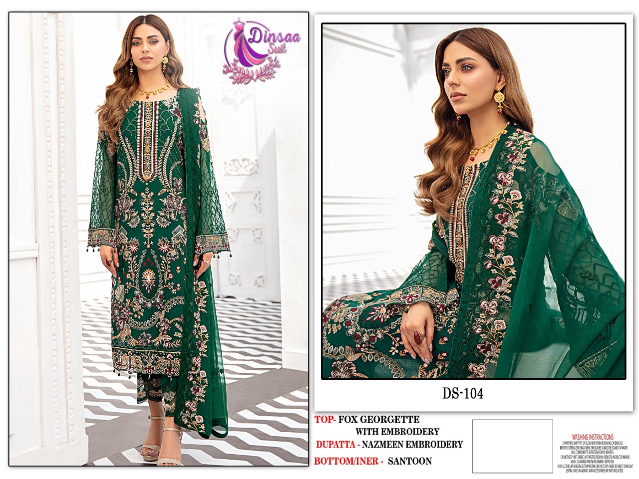 dinsaa suit ds 104 georgette catchy look salwar suit single