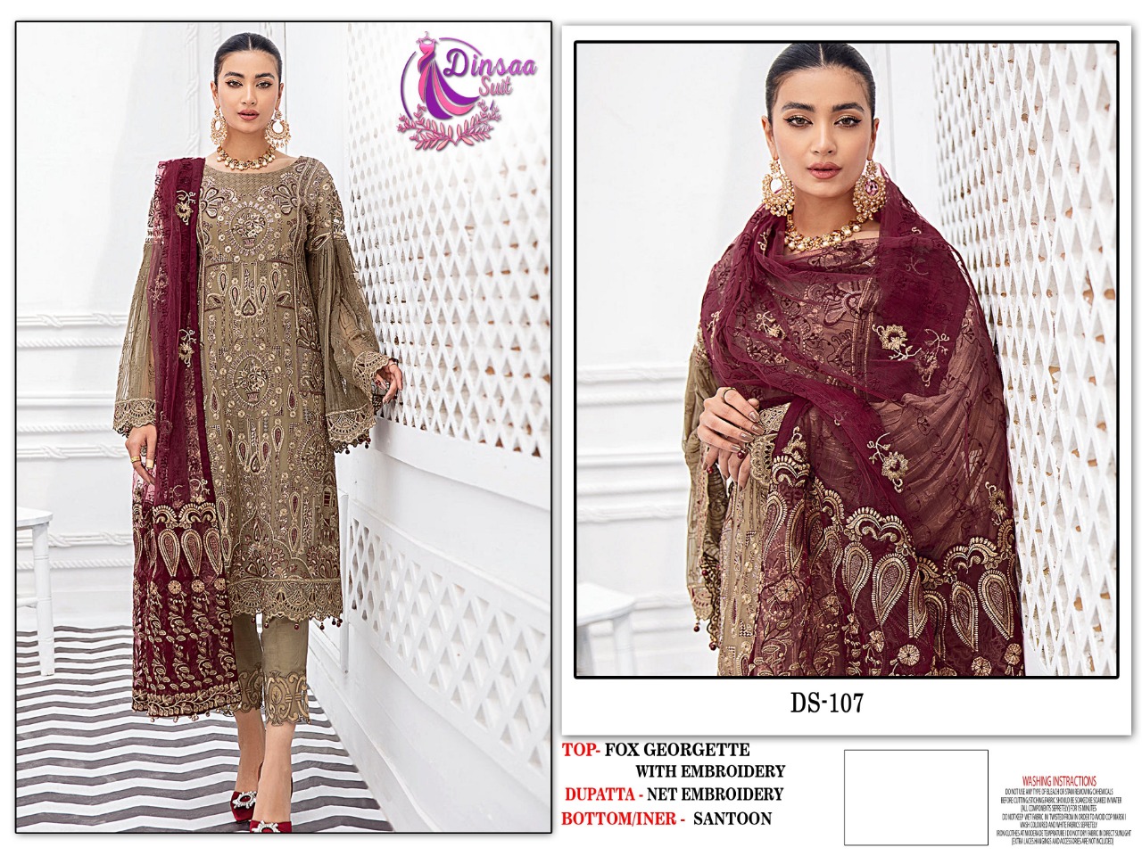 dinsaa suit ds 107 georgette catchy look salwar suit single