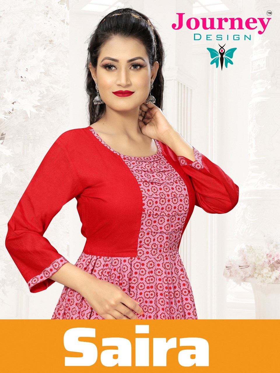 journey design saira rayon elegant long kurti catalog