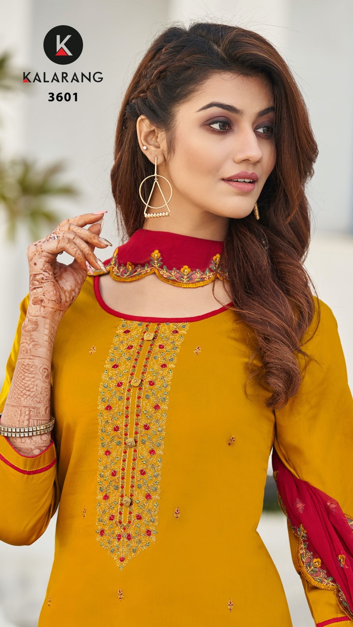 kalarang sanjh jam silk astonishing look salwar suit catalog