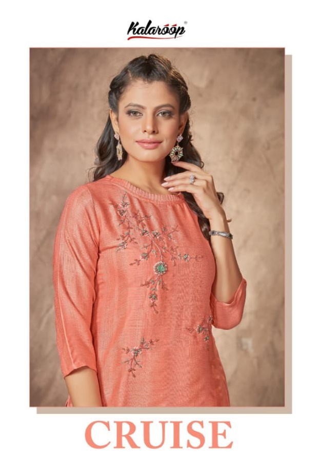 kalaroop by kajree cruise rayon decent look kurti catalog