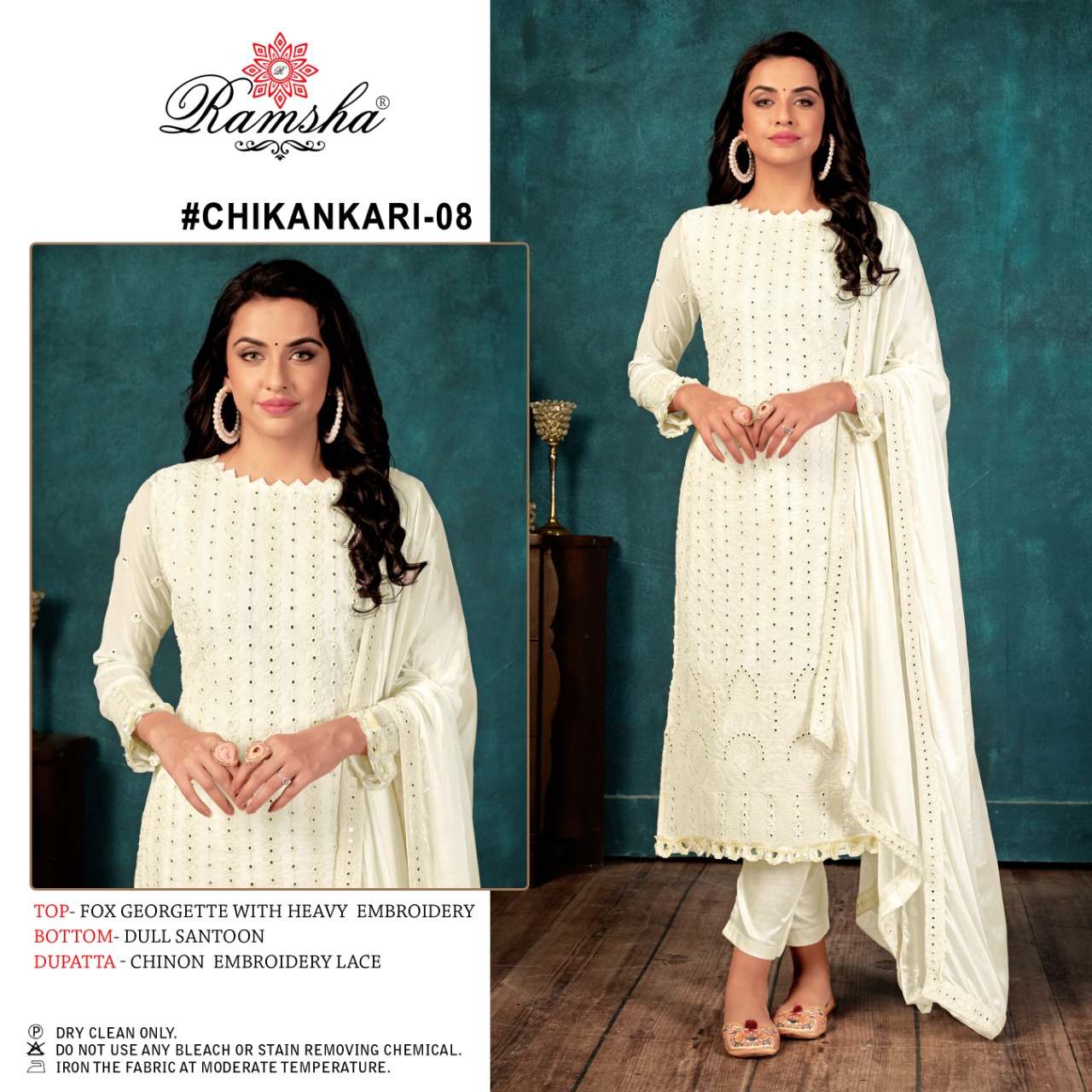 Ramsha ramsha Chikankari 08 Salwar Kameez Georgette Singles