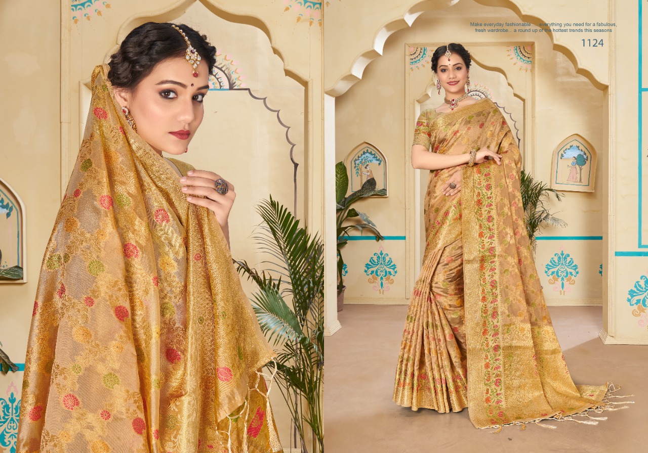 sangam print avantika organza gorgeous look saree catalog