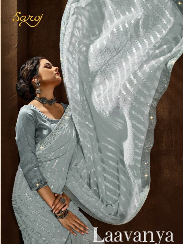 saroj saree laavnya georgette regal look saree catalog