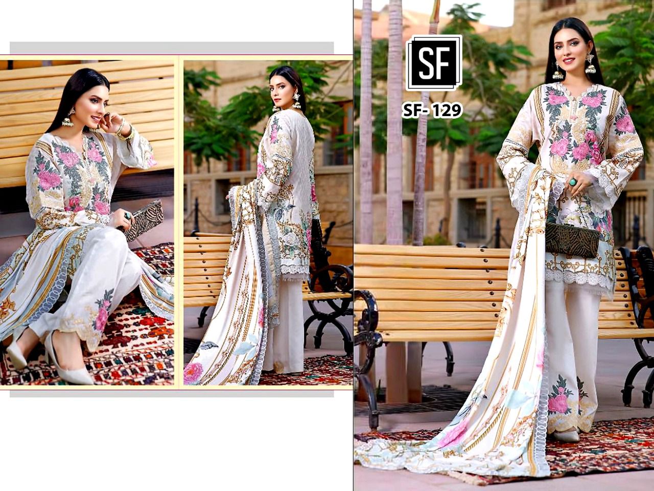 sf  sf 129 cotton exclusive print salwar suit chiffon dupatta single