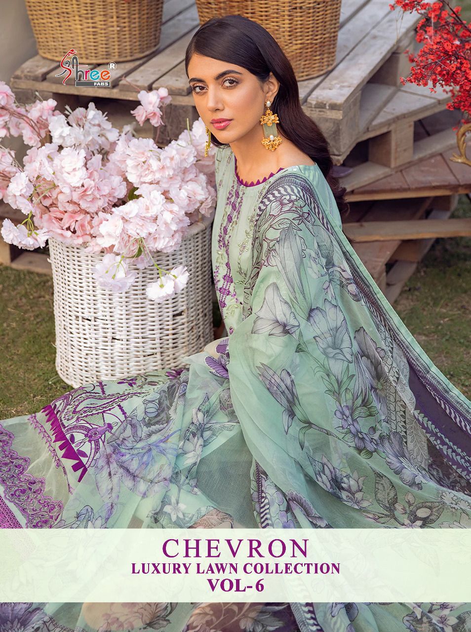 shree fab chevron luxury lawn collection 06 lawn exclusive print salwar suit with silver dupatta catalog