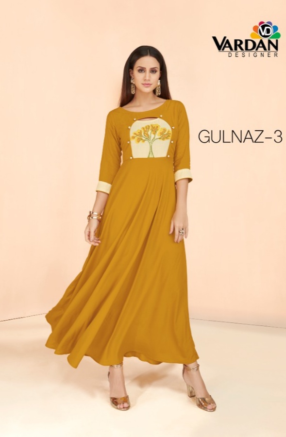 vardan designer gulnaz vol 3 rayon decent look kurti catalog