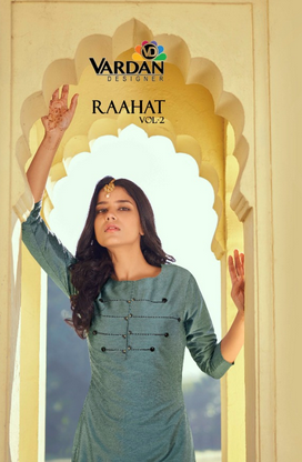 vardan designer raahat vol 2 silk exclusive look kurti with pant catalog