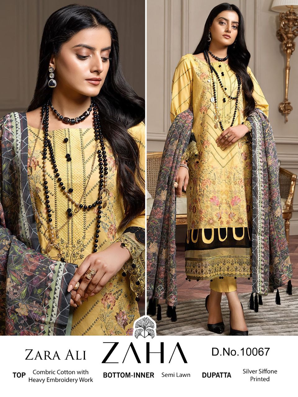 zaha Zara 10067 Salwar Kameez Cambric cotton Singles