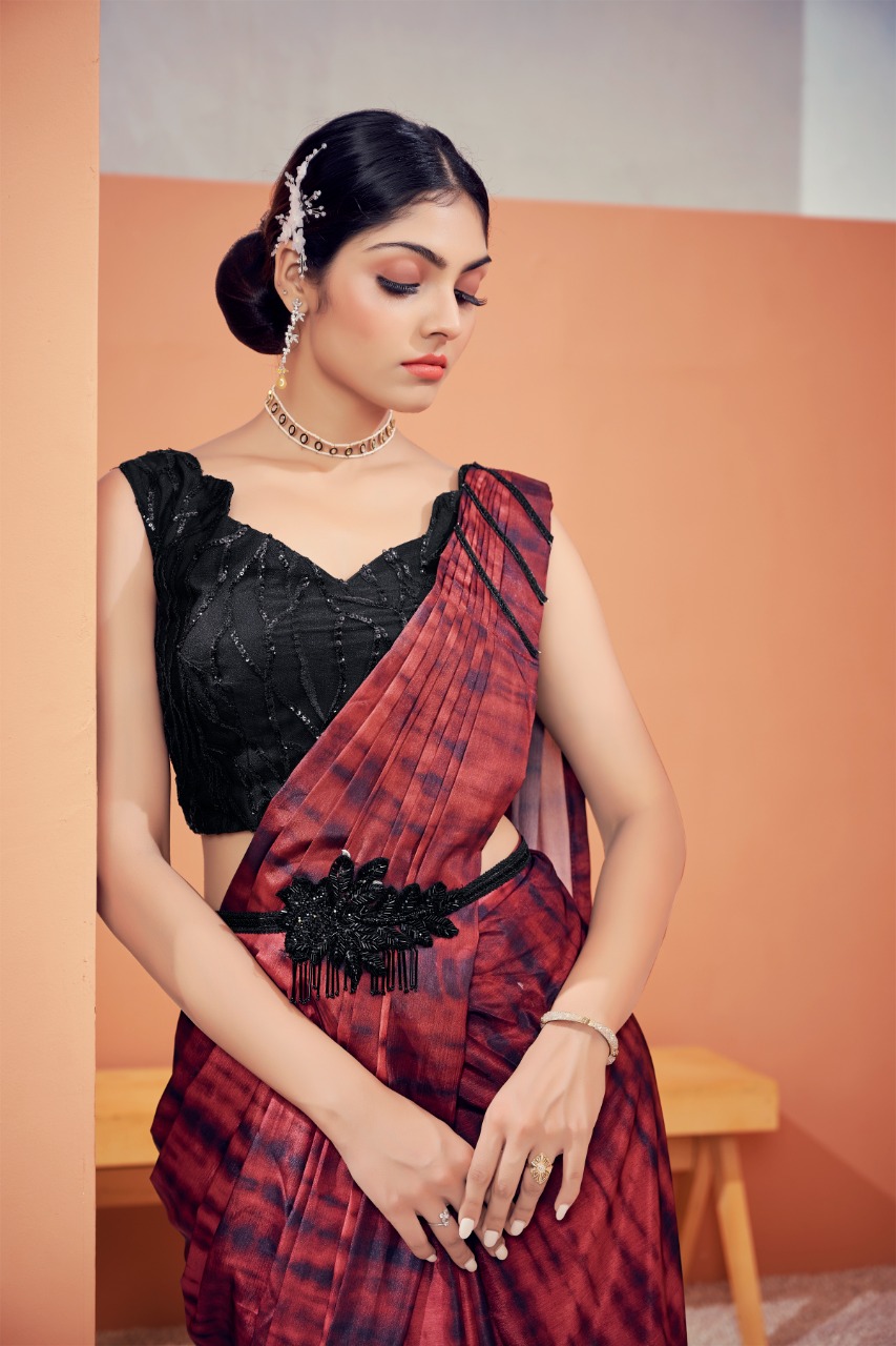 amoha trendz design no 1015909 chinon new and modern style saree catalog