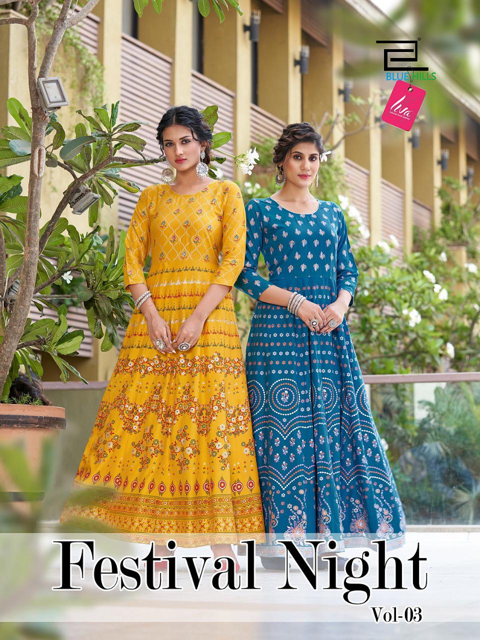 blue hills Festival Night VOL 3 rayon gorgeous look kurti catalog