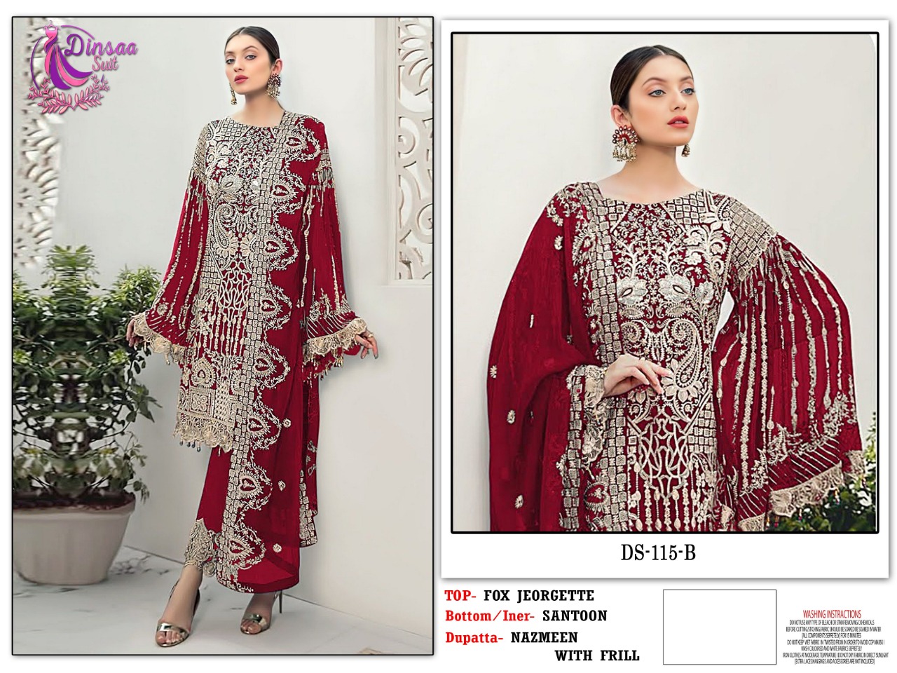 dinsaa suit Dinsaa 115 B Salwar Kameez Fox georgette Singles