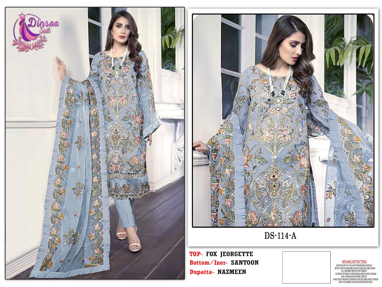 dinsaa suit DINSAA 114 A Salwar Kameez Georgette Singles