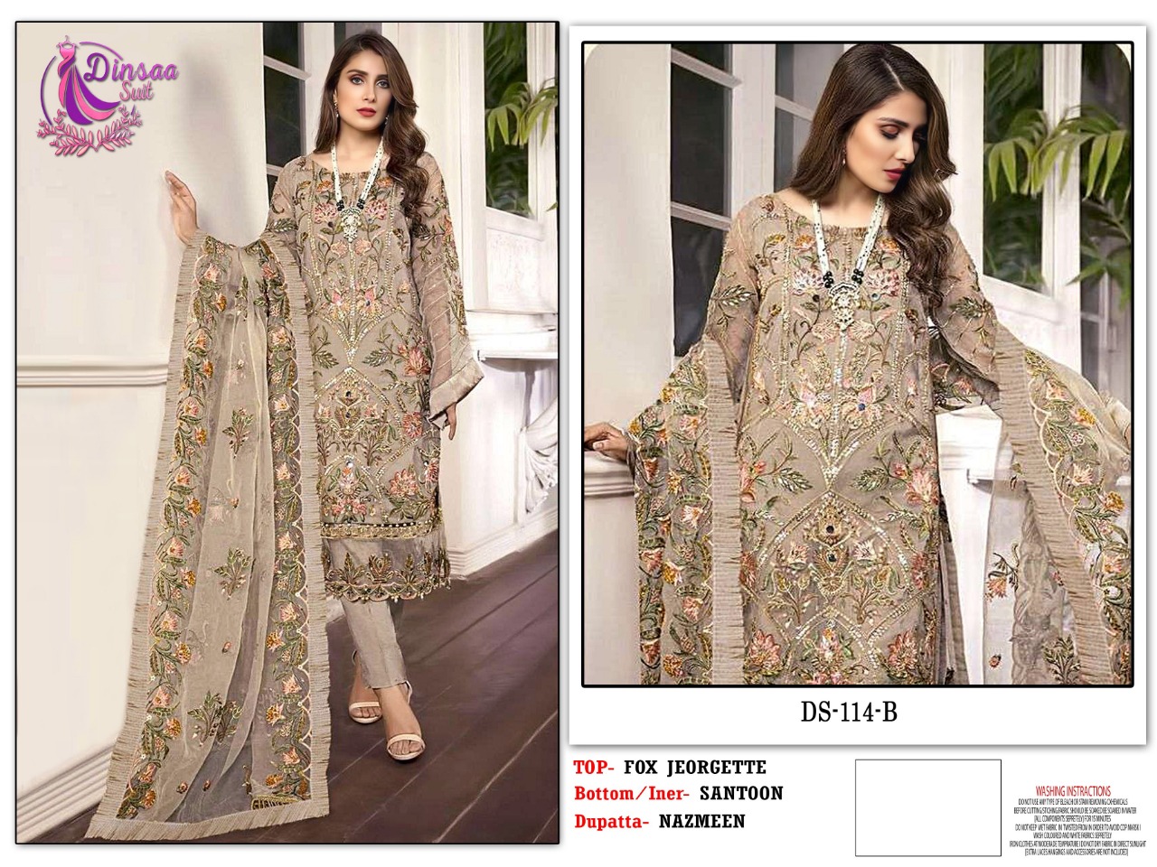 dinsaa suit DINSAA 114 B Salwar Kameez Georgette Singles