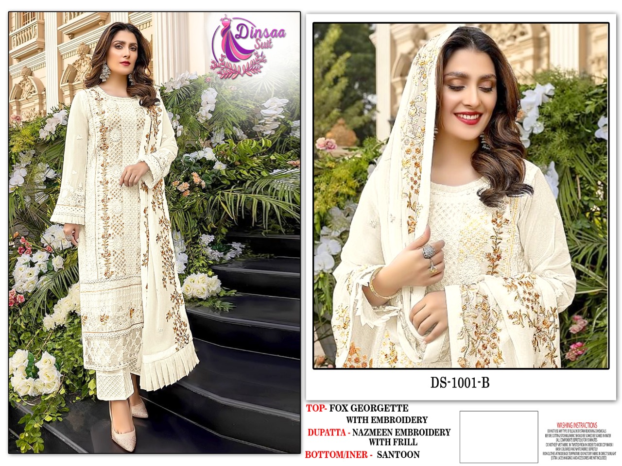 dinsaa suit dinsaa suit d no ds 1001 a 1001 b georgette catchy look salwar suit catalog